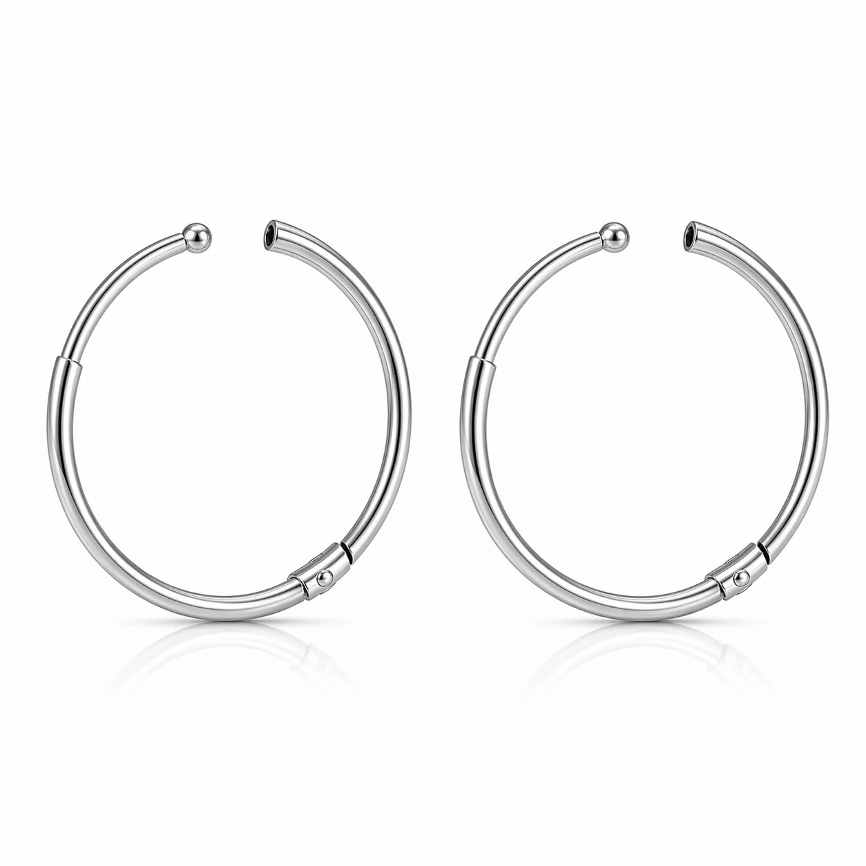 Unisex Stainless Steel Hoop Earrings for Men & Women | Premium Silver Finish | Hypoallergenic | Lightweight | Secure Click Lock | Daily Wear Stylish Earrings (Pack of 2)-image-48