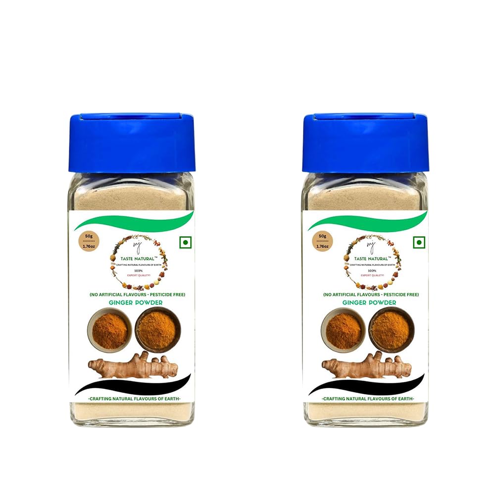 MJ TASTE NATURAL Ginger Powder | Pure & Aromatic | Freshly Ground Spice for Cooking, Tea, Baking & Ayurvedic Use | Packed for Freshness & Authentic Flavor (50g), Pack of 2-image-39