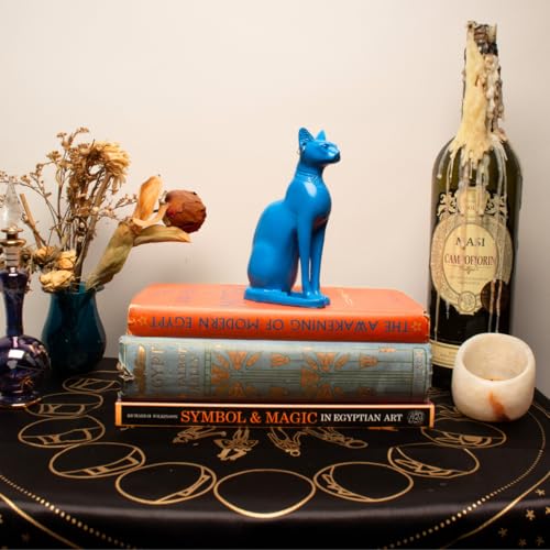 Estatua azul clásica de gato Bastet con pendiente miniatura 2