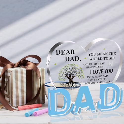 Dad Gifts, Gifts for Dad - Acrylic Heart Plaque 3.9 × 3.7 × 0.4inch, Dad Birthday Gifts from Daughter, Son, Fathers Day, Birthday, Christmas Gifts for Dad, New Dad, Stepfather, Best Dad Gifts - Image 3