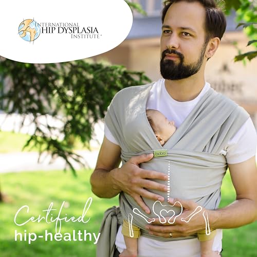 Image of Boba Baby Wrap Carrier - Original Baby Sling Carrier for Newborns (7-35 lbs), Soft, Secure, Hands-Free & Ergonomic, Ideal for Comfortable Bonding, New Parents (Serenity Light Grey)
