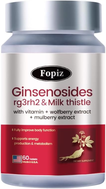 Ginsenosides Rg3rh2 & Milk Thistle - Ginseng Extract, Ginsenosides Supplement Qi and Blood, Enhance Immune Energy - 60 Tablets