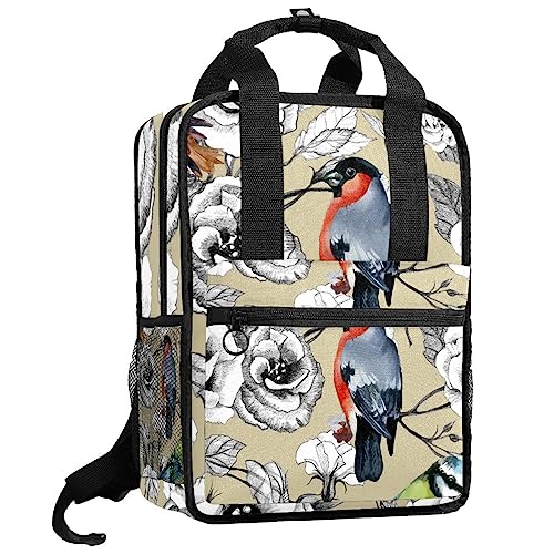 Sac à dos perroquet et fleurs multicolore au design original avec sangles ajustables confort