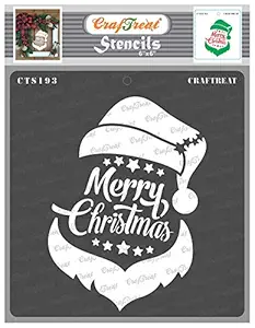 Santa Stencil for Painting on Canvas - Santa Christmas - Size: 6X6 Inches - Merry Christmas Stencils for Craft and Art - Christmas Shape Stencil for Fabric Painting