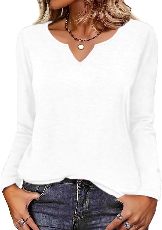 Image of Zeagoo Long Sleeve Shirts for Women Fall Tops Casual Dressy V Neck Blouses Boho Tunic Western Clothes Vacation Outfits