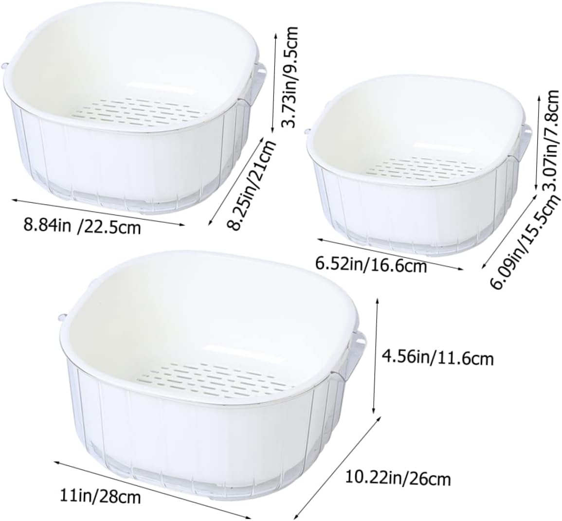 UPKOCH 3pcs Kitchen Drain Tool Double Vegetable Washing Basket Detachable Fruit Strainer for Water Removal