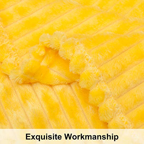 Ntbay Flannel Fuzzy Toddler Blanket, Fluffy Warm And Lightweight Reversible Stripes Design Baby Plush Blanket, 30 X 40 Inches, Yellow #TOP2