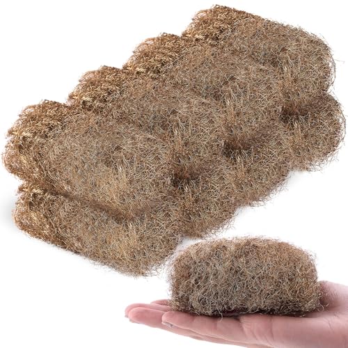 Teenyyou 8 Pcs Fine Grade Brass Wool Pads 0.7 Ounce Bronze Wool 0000 Copper Soft Rustproof Reusable Bronze Pads for Polish Smooth Stand Strip Wood and Metals Surfaces