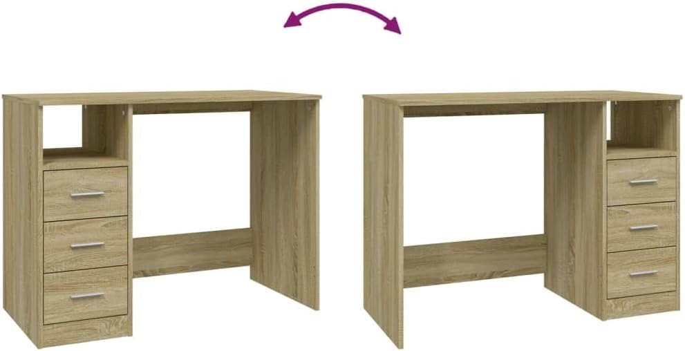 vidaXL Desk Sonoma Oak Engineered Wood Medium Desk Rectangular