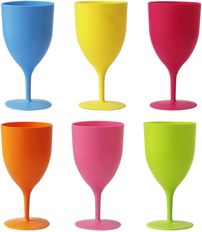 Cabilock Easter Colored Plastic Wine Glasses Set of 6-6.3 Inch Party Goblets for Home Dining and Cocktail Drinkware for Holiday Gatherings