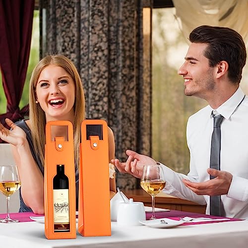 image for RYDDOY Wine Gift Bag, Reusable Leather Wine Tote Carrier, Single Bottl