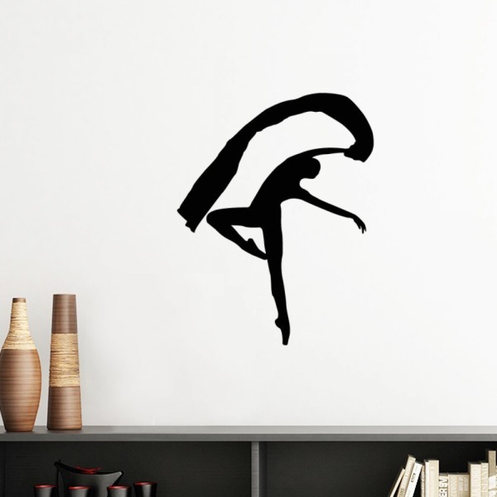 Sticker mural silhouette danseur bleu 50cm pour decoration chambre et salon