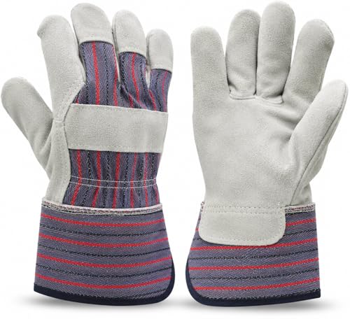 G & F Products 5025L-5 Premium Suede Leather Work Gloves with Extra Long Rubberized Safety Cuff, 5 Pair Pack