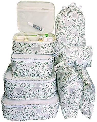 Travel Luggage Organizer Set with Laundry Bag Trip Accessories Cubes Gift for Her Wide Application Adequate Storage Space… (Blue Stripe)