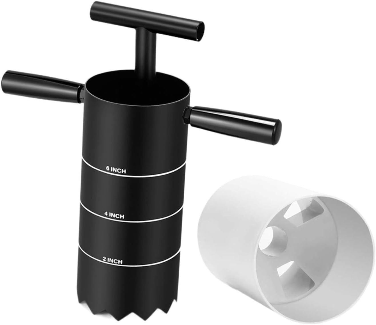Portable Cutter Holes Digger Cup Detachable Handle for Backyard, 6 inch Three Hole