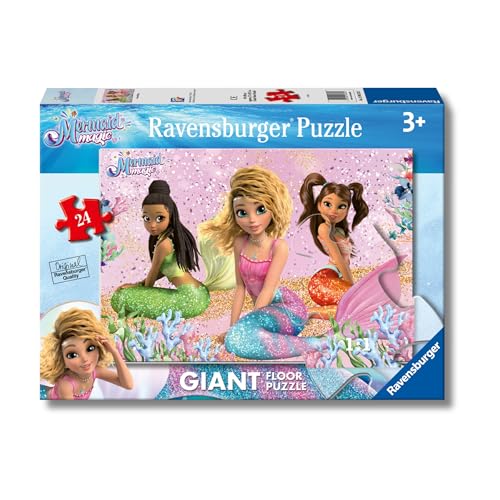 Ravensburger - Mermaid Magic, Puzzle Bambini 3+ Anni, Giant Floor 24 Pezzi