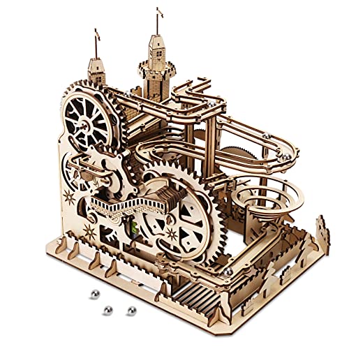 3D Wooden Marble Run Puzzle-VAlinks 407pcs Craft Kit Castle Puzzle Wood Mechanical Building Toys,DIY Marble Run Wooden Model Kits to Build,Christmas/Birthday Gift for Adults & Teen Boys Girls