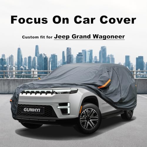 Image of GUNHYI Premium Car Cover Custom Fit Jeep Grand Wagoneer, 16 Layers Heavy Duty Car Cover Waterproof All Weather with Zipper Door for Sun Rain Snow Dust Uv Protection