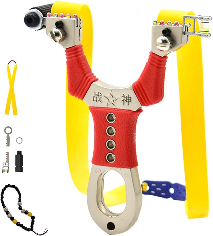 Piaoyu Alloy Laser Slingshots for Adults with Slingshot Bands, Hunting Slingshot Resortera Catapult, Attachable Anti-Slip Wrist Strap (Package1+Non-Slip bracele)