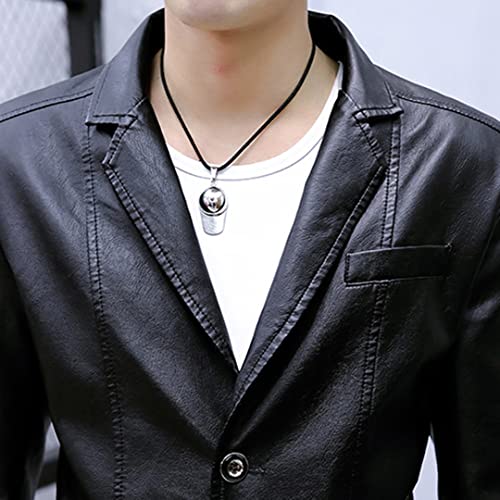 Men's Black Faux Leather Blazer - Slim Fit, Casual, Business Casual, Size XL4