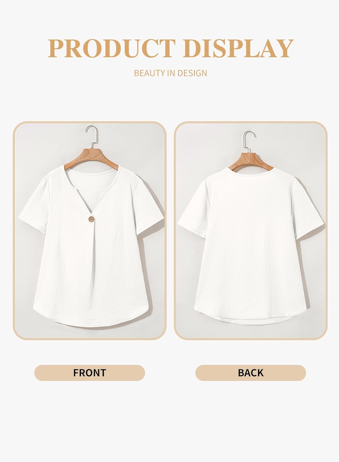 Eytino Plus Size Tops for Women V Neck Short Sleeve Button Down Pleated Loose Casual Summer Blouses Shirts(1X-5X) - Image 4