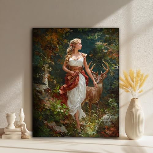 Cuadro de la diosa romana Diana y ciervo: arte espiritual para salón 3