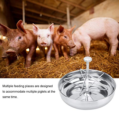 GLOGLOW Cocho de alimentação para leitões de aço inoxidável de moagem 360°, recipiente de alimentaçã