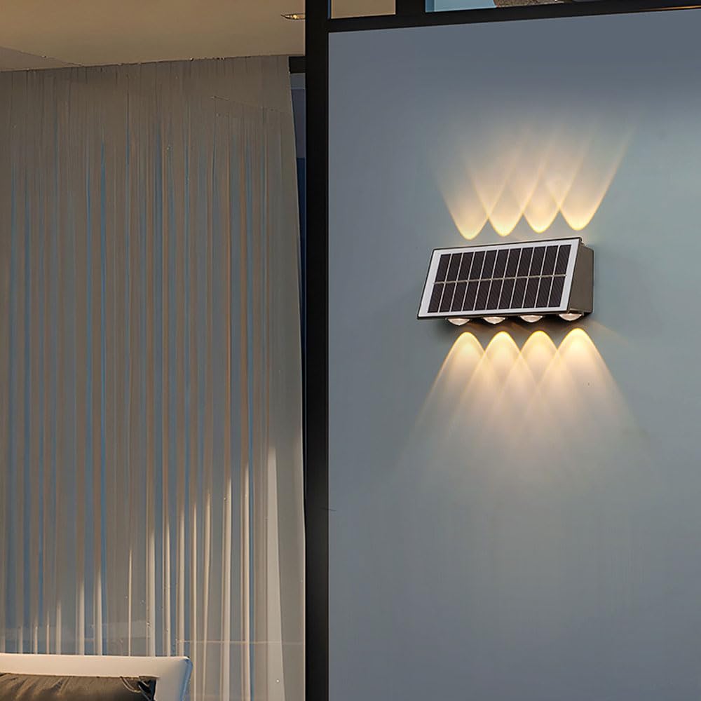 Lampa solarna Dusk To Dawn, Lampy solarne do użytku na zewnątrz, wodoodporna dekoracyjna ściana LED do użytku na zewnątrz, na werandę, ogrodzenie, patio, do ogrodu, garażu