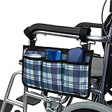 ✅ [Mantenimiento fácil]: cuando se ensucia, puede limpiar la bolsa lateral colgante del reposabrazos de la silla de ruedas hecha de fibra de poliéster y lavarla a máquina.