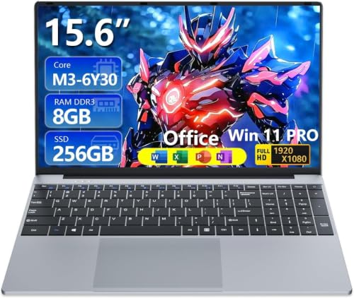 Image of 15.6 inch Laptop with Core M3-6Y30 Processor Laptop Computer 8GB RAM 256GB SSD, 180Open Lap Top, FHD 1920*1080, WiFi5, BT4.2, USB3.0, Mini HDMI, Win 11 Pro Laptop for Business Office Student