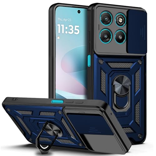 Image of AESTMO Tough Armor Moto G67 Power 5G / G57 Power 5G Bumper Back Case Cover | Ring Holder & Sliding Camera Shield Cover | 360 Degree Protection Back Case Cover (Blue)