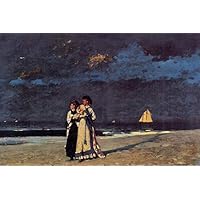 Amazon.co.jp: つの絵画 ビーチのプロムナード 歩く女性 ウィンスロー