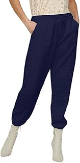 2025 - Pantalones de chándal casuales para mujer, de punto, puños elásticos, cómodos de llevar para el atuendo diario, pantalones versátiles para las cuatro estaciones, pantalones rojos a rayas para