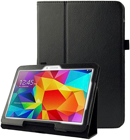 subtel® Book Tablet Case with Stand Compatible for Samsung Galaxy Tab 4 10.1 (SM-T530 / SM-T531 / SM-T533) Synthetic Leather Protective Folding Flip Folio Wallet Tri Fold Bookcase Cover Sleeve - Black