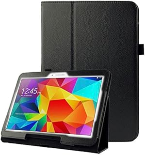 subtel® Book Tablet Case with Stand Compatible for Samsung Galaxy Tab 4 10.1 (SM-T530 / SM-T531 / SM-T533) Synthetic Leather Protective Folding Flip Folio Wallet Tri Fold Bookcase Cover Sleeve - Black