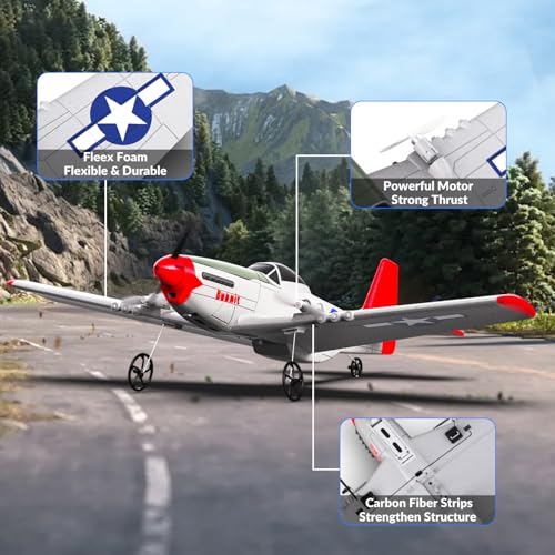 Volantexrc US-EXA76203NR 2 Channel Rc Plane P51D Mustang Rtf For Beginners, 2.4Ghz Remote Control Airplane Easy To Fly With Gyro Stabilization, Outdoor Hobby Wwii Toy thumb #5