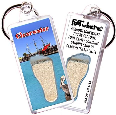 Miniatura 7 de FootWhere Llaveros Clearwater. Juego de 6 piezas. Auténtico recuerdo de destino que reconoce dónde has puesto el pie. Tierra auténtica de ubicación