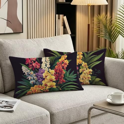 Fundas Cojines 40x80 Flor de Terciopelo Rectangular Juego de 2 Almohada Cama 4