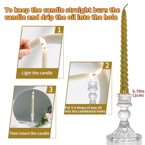 Clear Glass Candlestick Holders,8 pcs Set include Taper Candle Holders and Stripe Candle Holders,Two Style for Formal Events, Wedding, Festival,Church, Party & Festival Decoration - Cosy Home Interiors Clear Glass Candlestick Holders,8 pcs Set include Taper Candle Holders and Stripe Candle Holders,Two Style for Formal Events, Wedding, Festival,Church, Party & Festival Decoration - Image 3