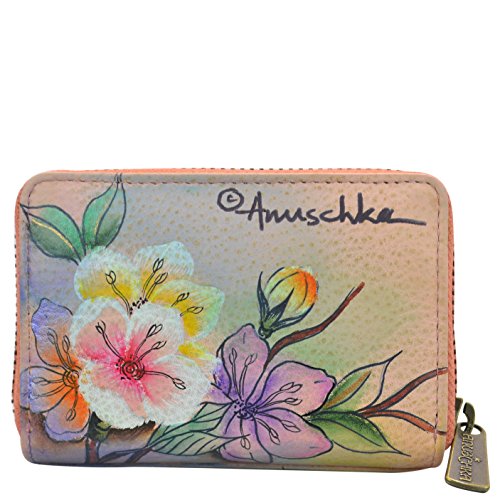 Image of Anuschka Credit Card, Business Card Holder | Genuine Leather, Hand-painted Original Artwork | Holds 11 cards | Japanese Garden