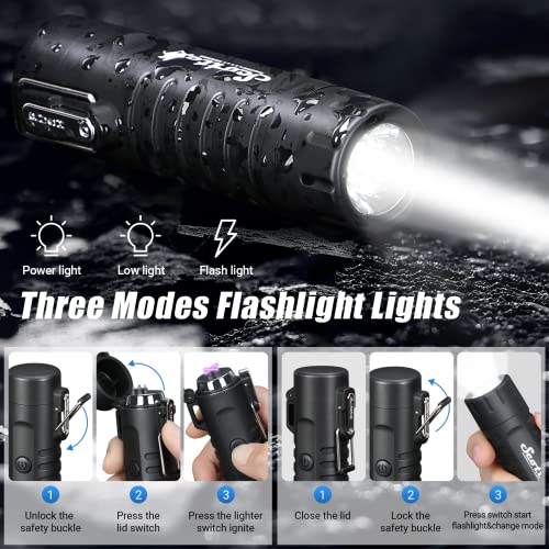 Image of Scotte Plasma Windproof arc Lighter Electric Lighter and LED Flashlight - 2 in 1 (Black)