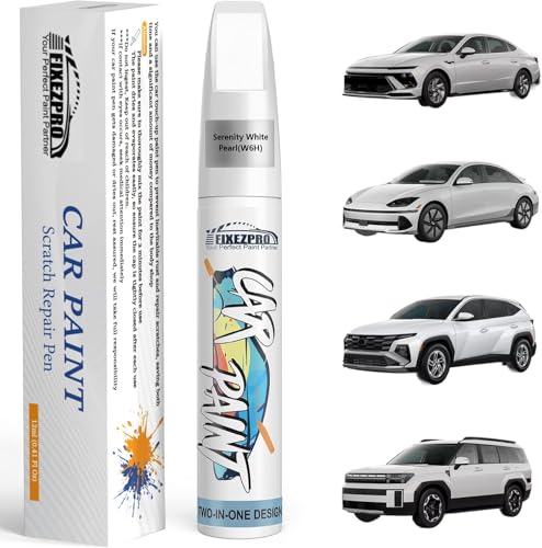 Image of Serenity White Pearl Car Touch Up Paint for Hyundai, Exact Color Match Car Paint Scratch Repair Remover Pen Kit Quick & Easy Fix Vehicle Chips and Automotive Nicks Scuff