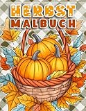 Herbst Malbuch für Erwachsene – Entspannende Ausmalbilder der goldenen Jahreszeit: zauberhafte Herbstmotive mit Blättern, Kürbissen, Pilzen und ... Auszeit für Achtsamkeit und Stressabbau