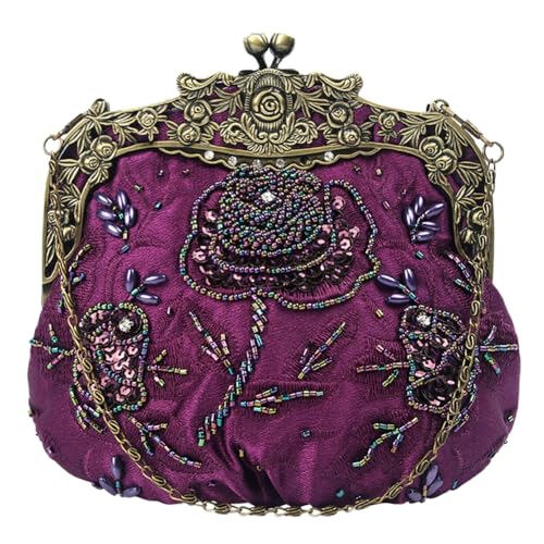 Image of Women's Vintage Beaded Sequin Flower Evening Handbags Wedding Clutches Prom Cocktail Party Handbags