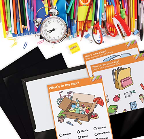 Image of Better Office Products 2 Pocket Glossy Laminated Black Paper Folders, Letter Size, Black Paper Portfolios, Box of 25