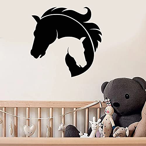 NSRJDSYT Calcomanía de Pared de Cabezas de Caballo amablemente habitación de Madre y bebé Dormitorio decoración del hogar Vinilo Ventana Pegatinas de Vidrio Arte Anim 75x75cm Cover