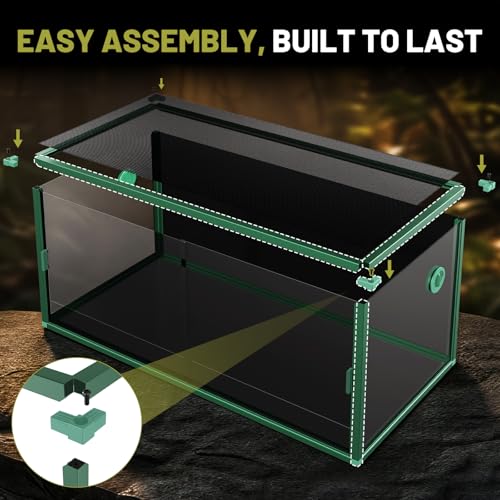 Image of 120 Gallon Reptile Tank, 4x2x2 Reptile Enclosure for Bearded Dragon, Snake, Ball Python & Chameleon, Aluminum Alloy Reptile Terrariums Cage with Front Sliding Tempered Glass Doors (Green)