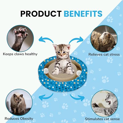 Image of Foodie Puppies Cat Scratching Pad for Cats and Kittens - (Circle Track Scratcher - Small 35.5 x 35.5 x 6.5 cm) | Corrugated Scratcher Cardboard for Cats, Kit for Furniture Protection, Durable Design