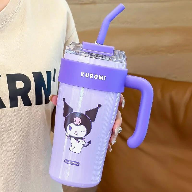 Cartoonn Character Insulated Tumbler, Stainless Steel Travel Mug with Straw Lid, Cute Cartoonn Design (Purple, Cartoon Tumbler)-picture-16