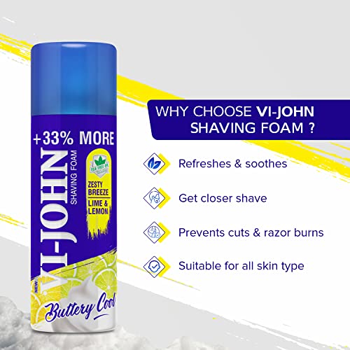 Image of VI - JOHN Smooth Shave Foam For Men | Shaving Foam Cream + Lime & Lemon (pack of 2,400gm Each)